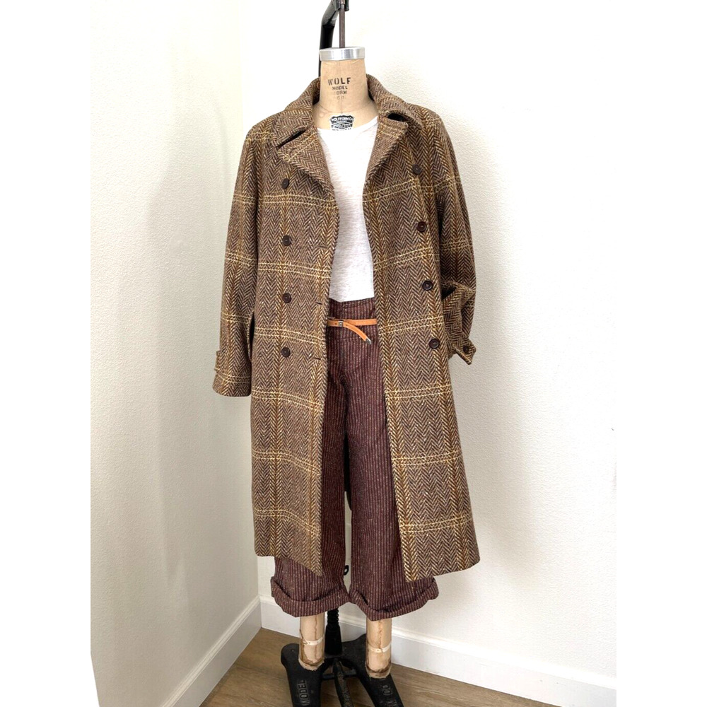 Max Mara Coat Tweed Herringbone Women’s Tweed WOOL Trench Coat Size S-M, sz 10